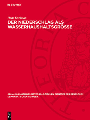 cover image of Der Niederschlag als Wasserhaushaltsgröße